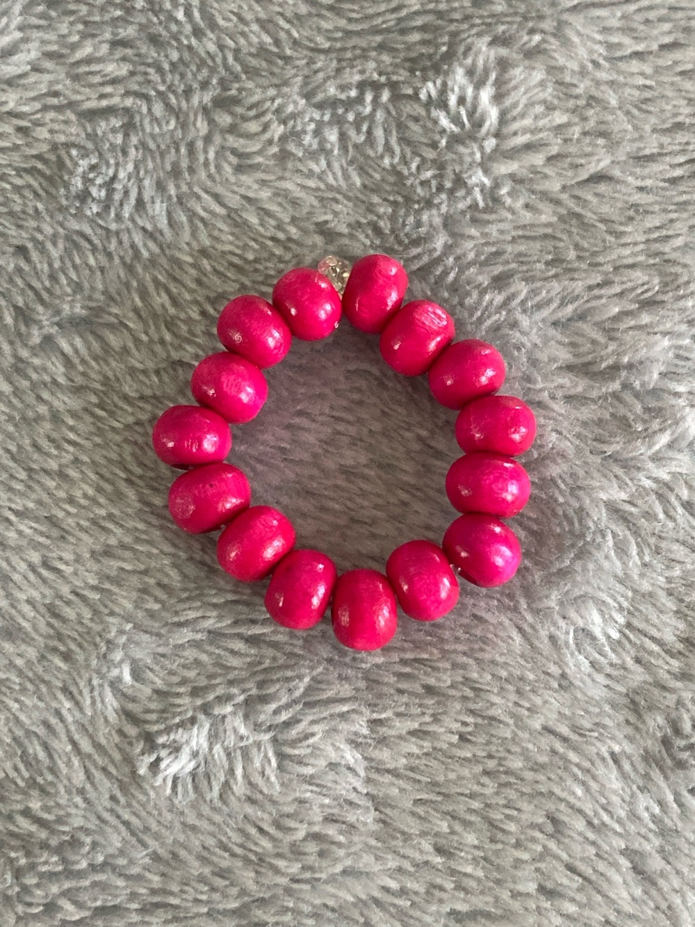 Hot pink wooden bead ring